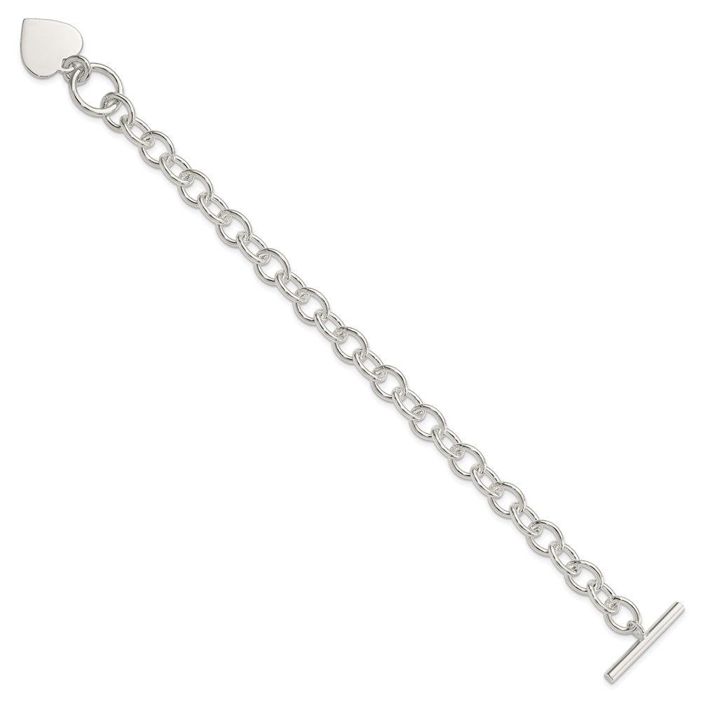 7.5 Inch Sterling Silver Engraveable Heart Fancy Link Bracelet