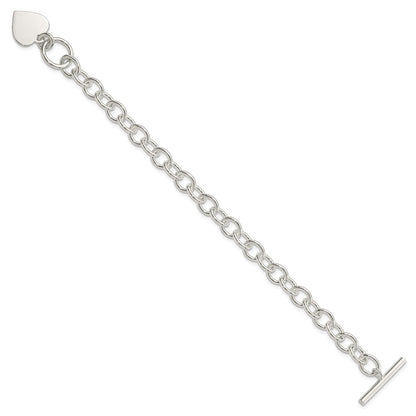7.5 Inch Sterling Silver Engraveable Heart Fancy Link Bracelet