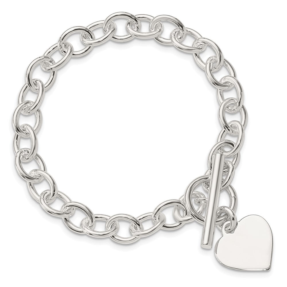 7.5 Inch Sterling Silver Engraveable Heart Fancy Link Bracelet