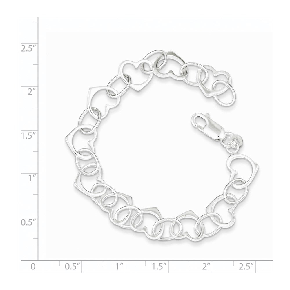7 Inch Sterling Silver Heart Link Bracelet