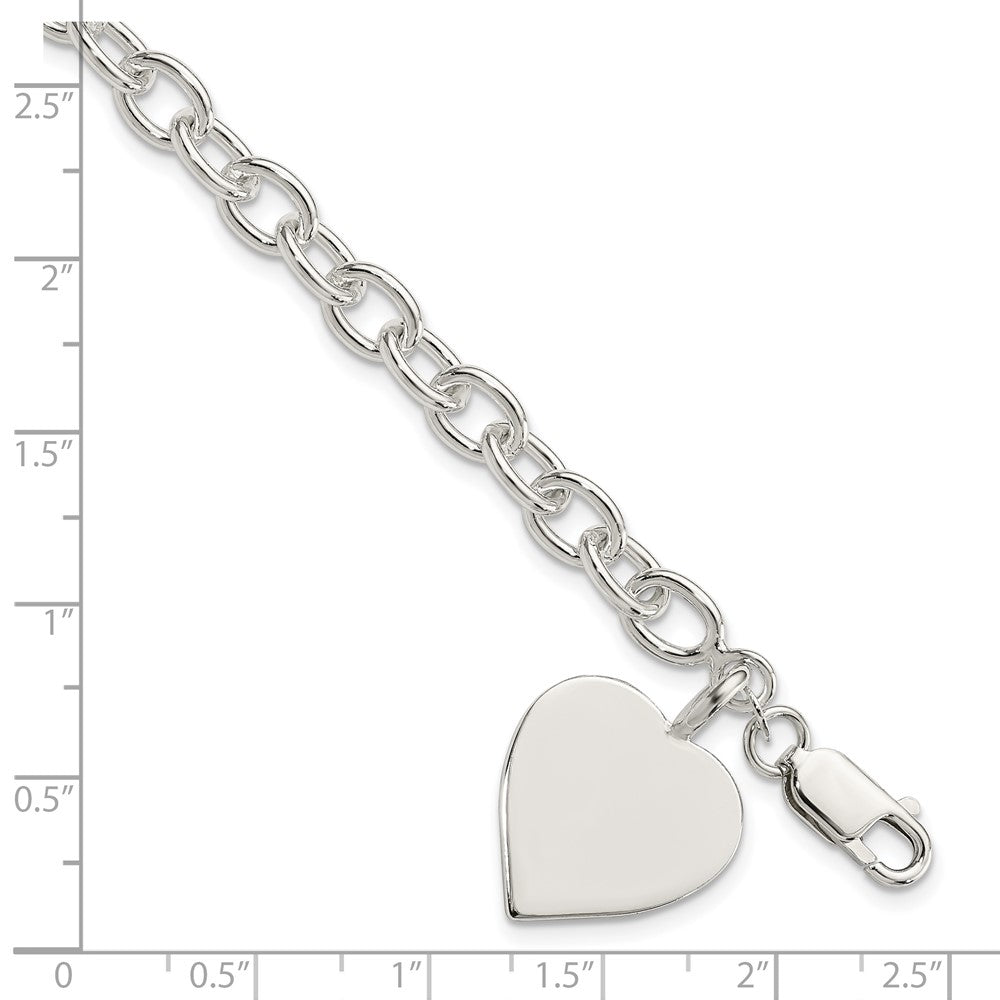 7.25 Inch Sterling Silver Engraveable Heart Fancy Link Bracelet