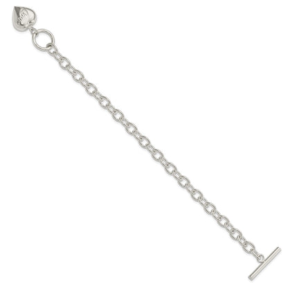 7.5 Inch Sterling Silver Love Puffed Heart Charm Bracelet