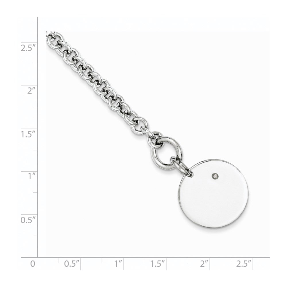 7.5 Inch Sterling Silver Rhodium-Plated .03Ct Diamond Disc Bracelet