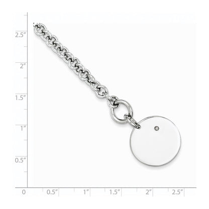7.5 Inch Sterling Silver Rhodium-Plated .03Ct Diamond Disc Bracelet
