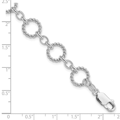 7.25 Inch Sterling Silver Twist Circle Link Bracelet