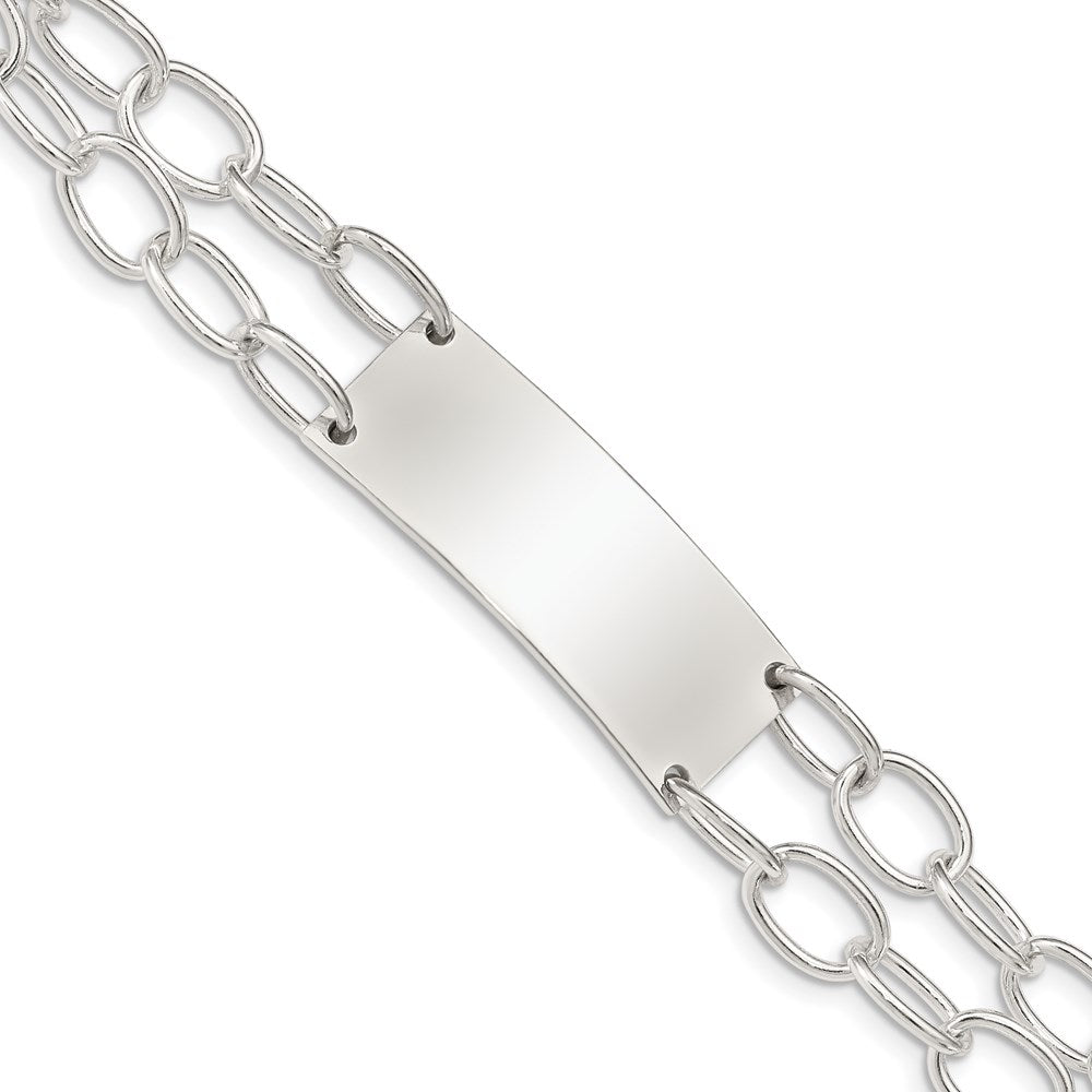 7.25 Inch Sterling Silver Double Strand Oval Link Id Bracelet