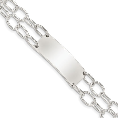 7.25 Inch Sterling Silver Double Strand Oval Link Id Bracelet