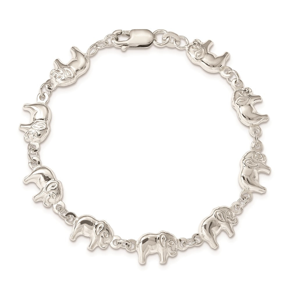 7 Inch Sterling Silver Elephant Bracelet