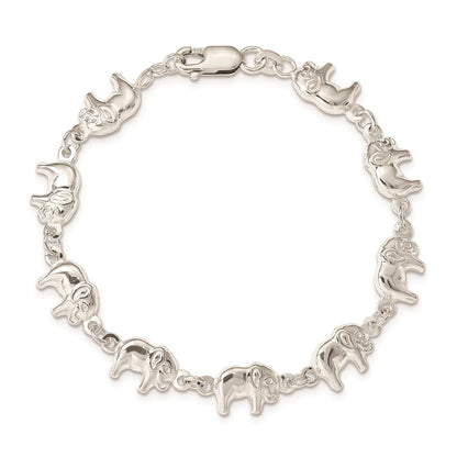 7 Inch Sterling Silver Elephant Bracelet