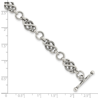 7.5 Inch Sterling Silver Antiqued Fancy Link Bracelet