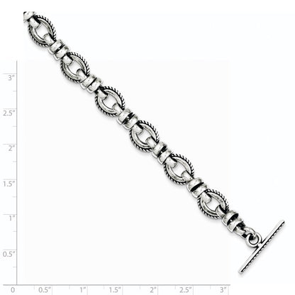 7.5 Inch Sterling Silver Antiqued Fancy Link Bracelet
