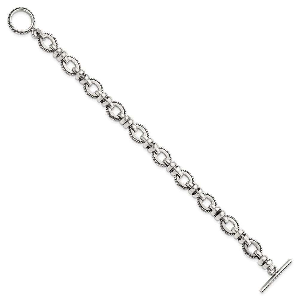 7.5 Inch Sterling Silver Antiqued Fancy Link Bracelet