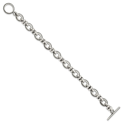 7.5 Inch Sterling Silver Antiqued Fancy Link Bracelet