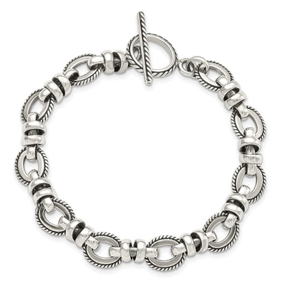 7.5 Inch Sterling Silver Antiqued Fancy Link Bracelet