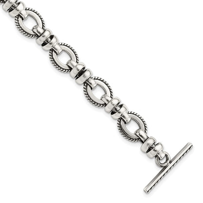 7.5 Inch Sterling Silver Antiqued Fancy Link Bracelet