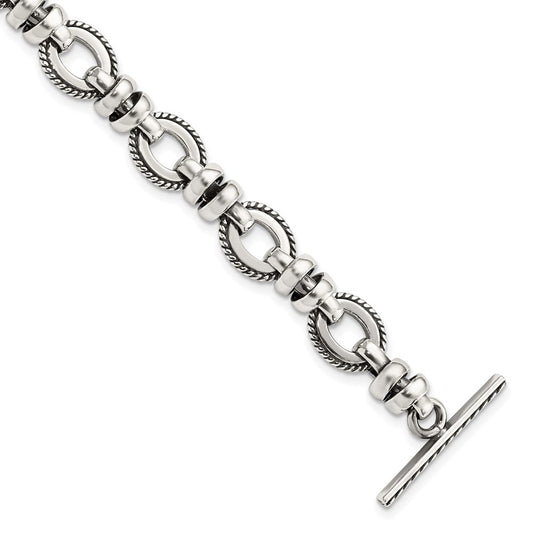 7.5 Inch Sterling Silver Antiqued Fancy Link Bracelet