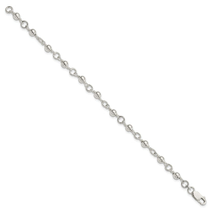 7 Inch Sterling Silver Beaded Fancy Link Bracelet