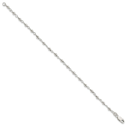 7.25 Inch Sterling Silver Bead And Link Bracelet