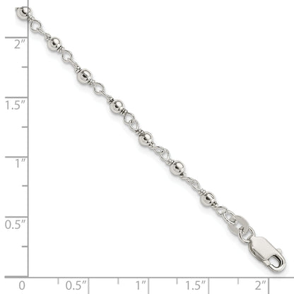 7.25 Inch Sterling Silver Bead And Link Bracelet
