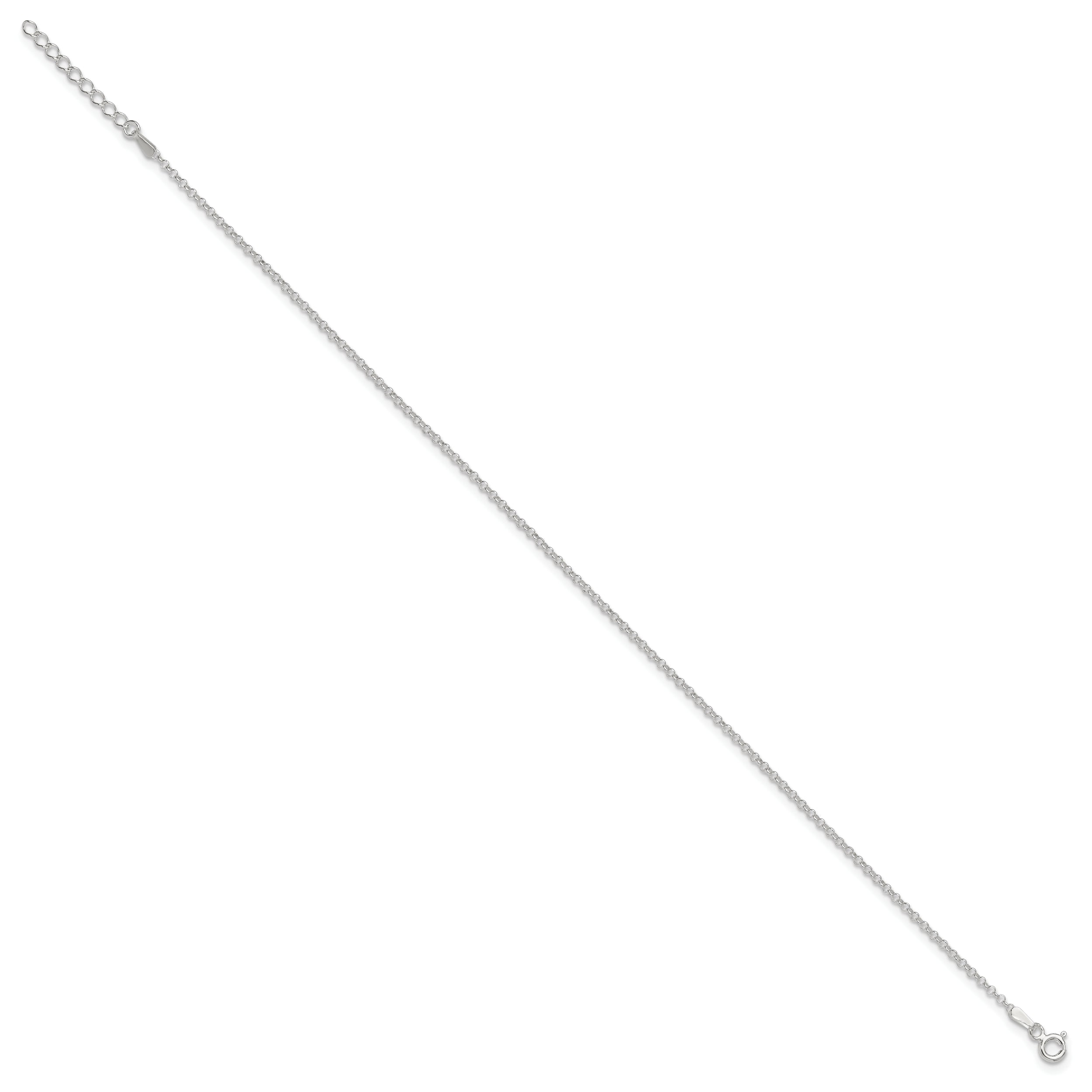 9 Inch Sterling Silver 1.5mm Rolo 9In Plus 1In Ext. Chain Anklet