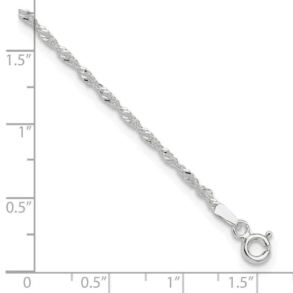 Sterling Silver Singapore 9In Plus 1In Ext. Anklet