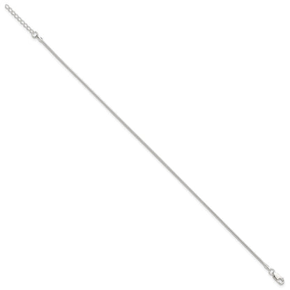 9 Inch Sterling Silver 1.5mm Round Snake Chain 9In Plus 1In Ext. Anklet