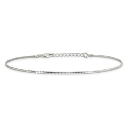 9 Inch Sterling Silver 1.5mm Round Snake Chain 9In Plus 1In Ext. Anklet