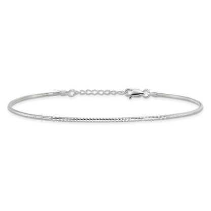 9 Inch Sterling Silver 1.5mm Round Snake Chain 9In Plus 1In Ext. Anklet
