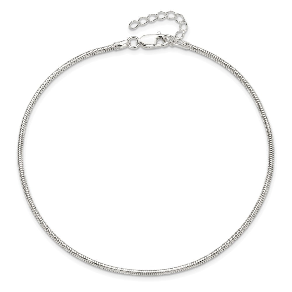 9 Inch Sterling Silver 1.5mm Round Snake Chain 9In Plus 1In Ext. Anklet