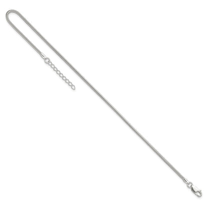 9 Inch Sterling Silver 1.5mm Round Snake Chain 9In Plus 1In Ext. Anklet