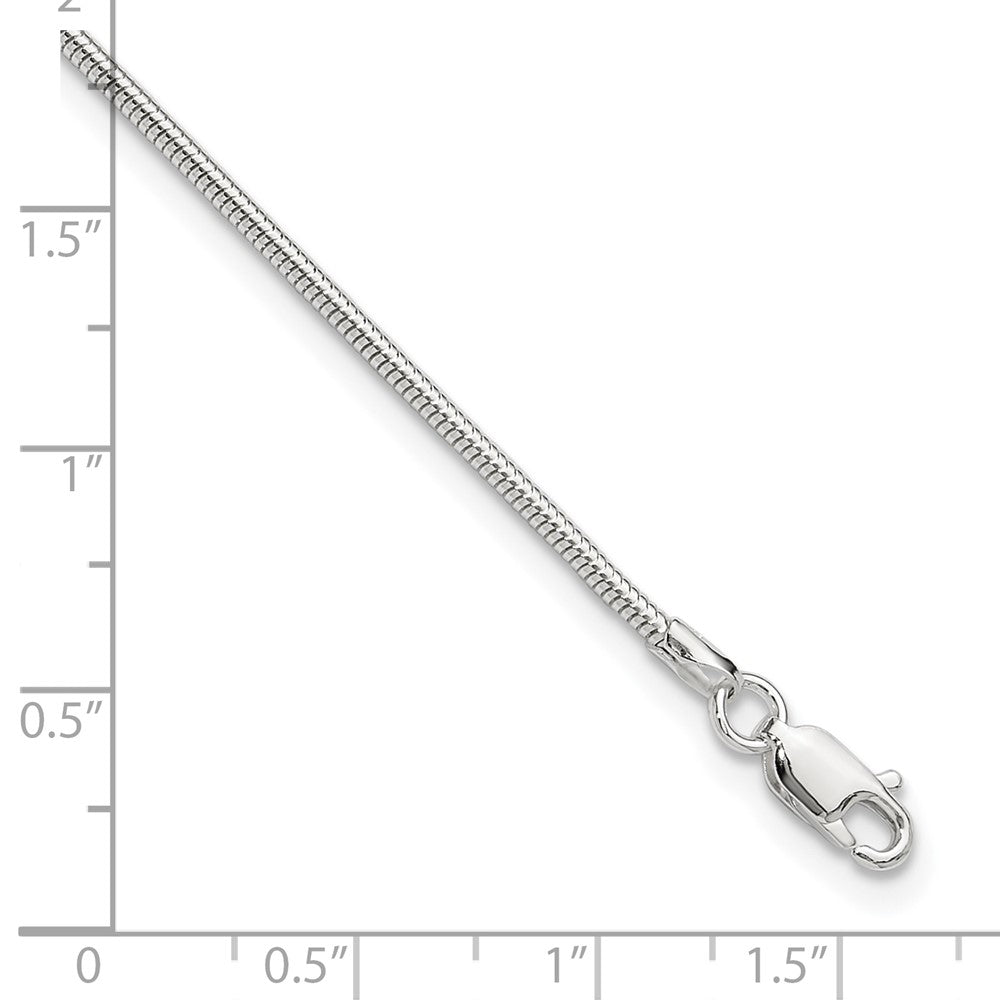 9 Inch Sterling Silver 1.5mm Round Snake Chain 9In Plus 1In Ext. Anklet