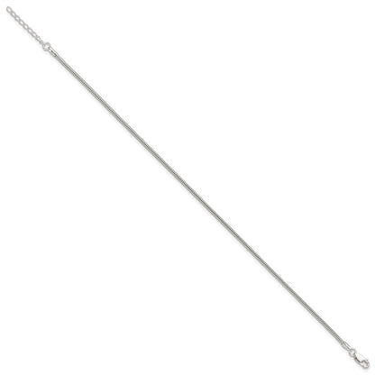 9 Inch Sterling Silver 2mm Snake Chain 9In Plus 1In Ext. Anklet