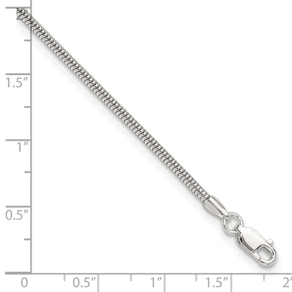 9 Inch Sterling Silver 2mm Snake Chain 9In Plus 1In Ext. Anklet