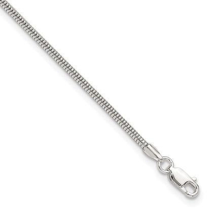 9 Inch Sterling Silver 2mm Snake Chain 9In Plus 1In Ext. Anklet