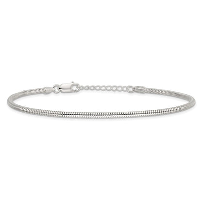 9 Inch Sterling Silver 2.5mm Snake Chain 9In Plus 1In Ext. Anklet