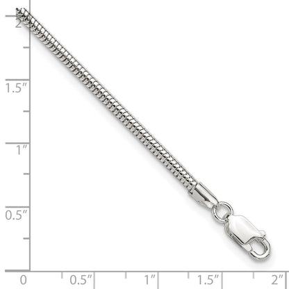 9 Inch Sterling Silver 2.5mm Snake Chain 9In Plus 1In Ext. Anklet