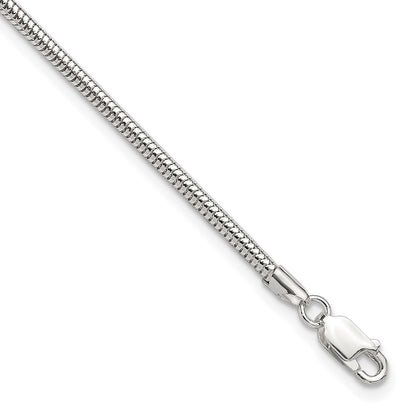 9 Inch Sterling Silver 2.5mm Snake Chain 9In Plus 1In Ext. Anklet
