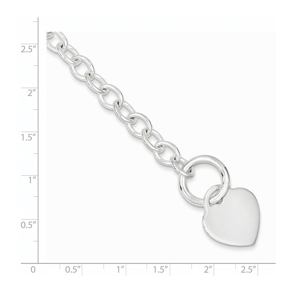 7.75 Inch Sterling Silver Engraveable Heart Disc Toggle Bracelet