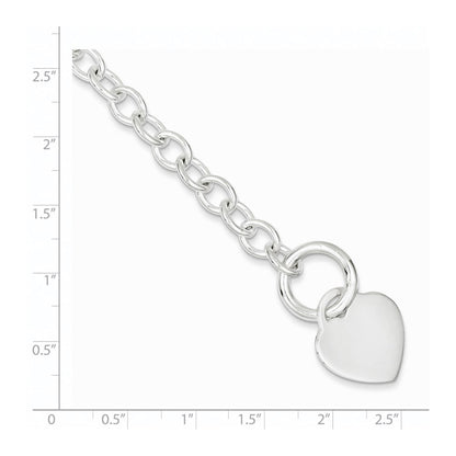 7.75 Inch Sterling Silver Engraveable Heart Disc Toggle Bracelet