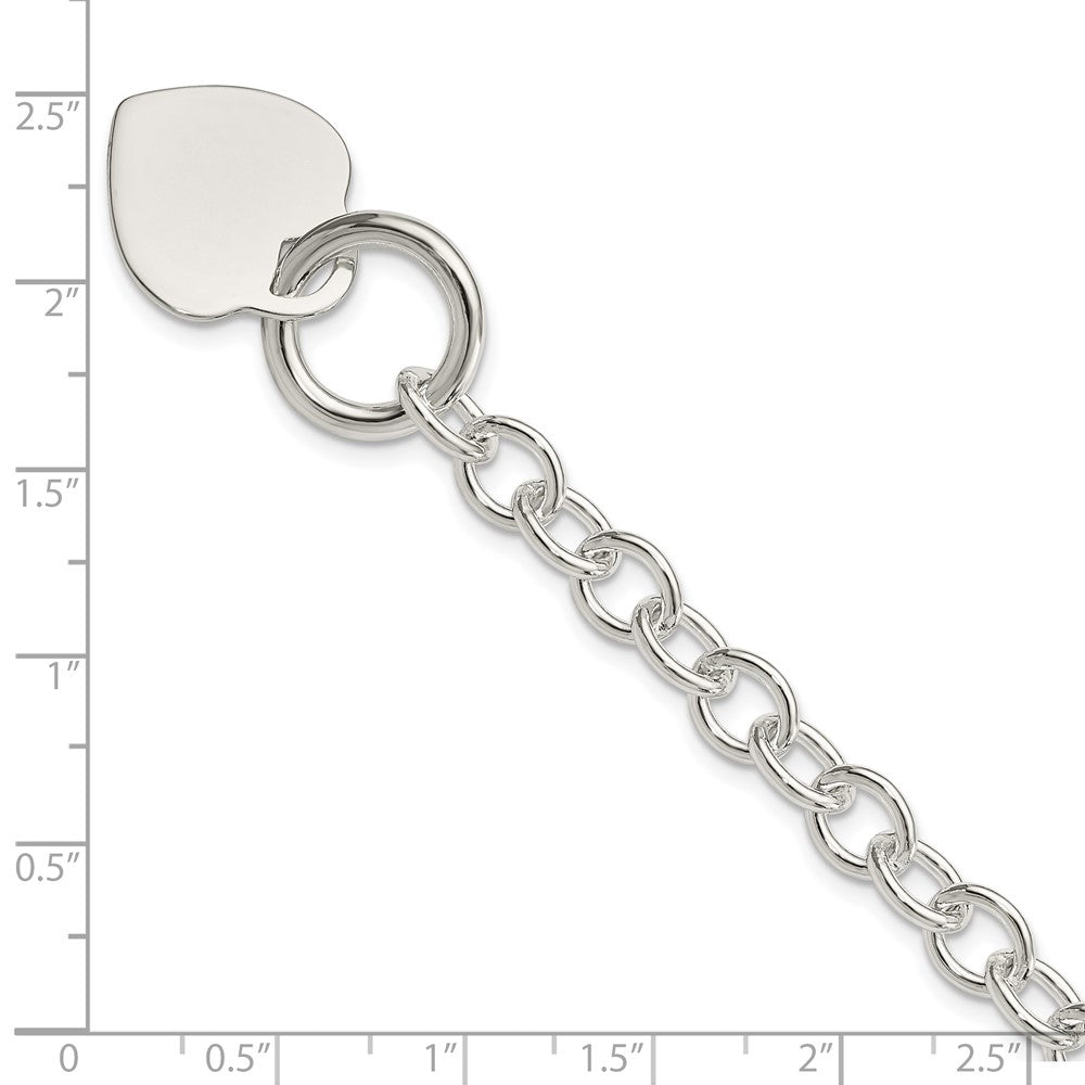 7.75 Inch Sterling Silver Engraveable Heart Disc Toggle Bracelet