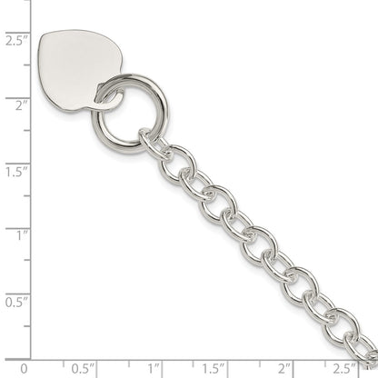 7.75 Inch Sterling Silver Engraveable Heart Disc Toggle Bracelet