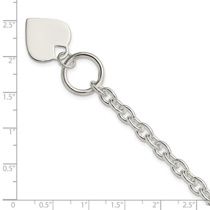 8 Inch Sterling Silver Engraveable Heart Toggle Bracelet