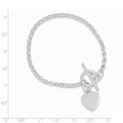 7.5 Inch Sterling Silver Fancy Engraveable Heart Bracelet