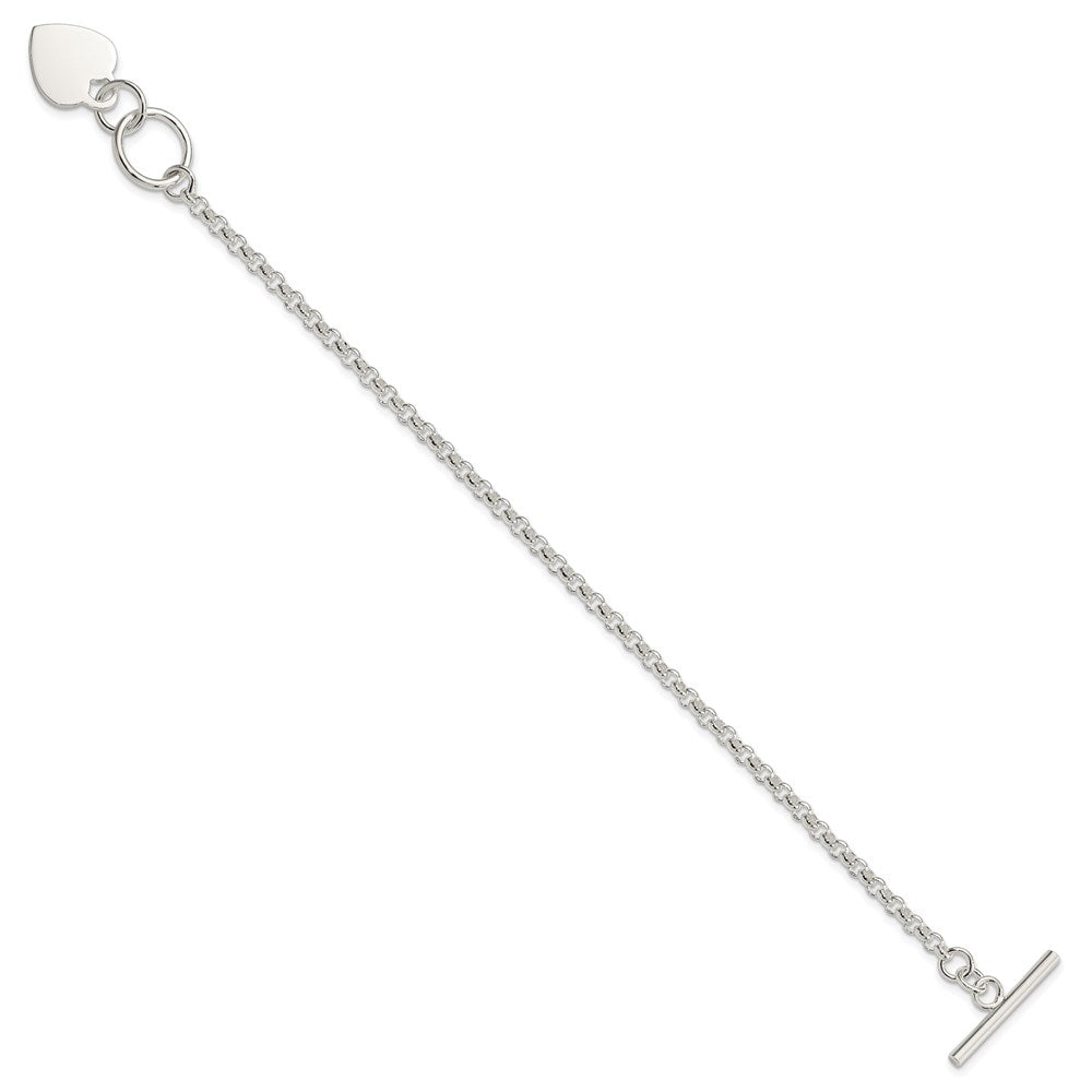 7.5 Inch Sterling Silver Fancy Engraveable Heart Bracelet