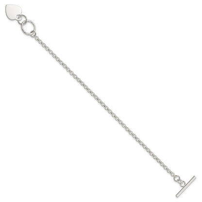 7.5 Inch Sterling Silver Fancy Engraveable Heart Bracelet