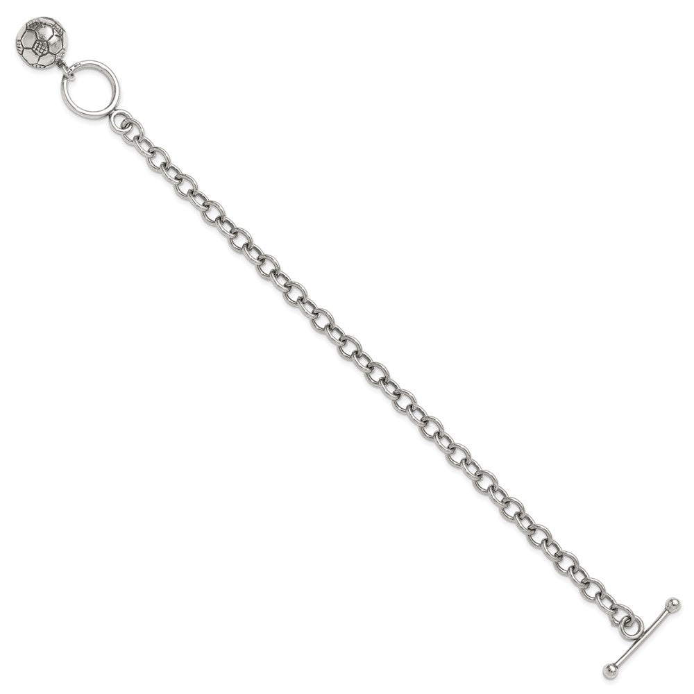 7.75 Inch Sterling Silver Soccer Ball Bracelet