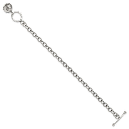 7.75 Inch Sterling Silver Soccer Ball Bracelet