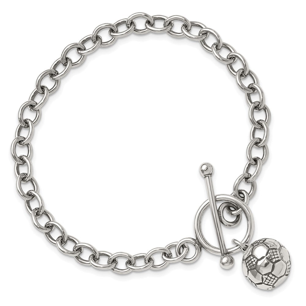 7.75 Inch Sterling Silver Soccer Ball Bracelet