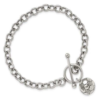 7.75 Inch Sterling Silver Soccer Ball Bracelet