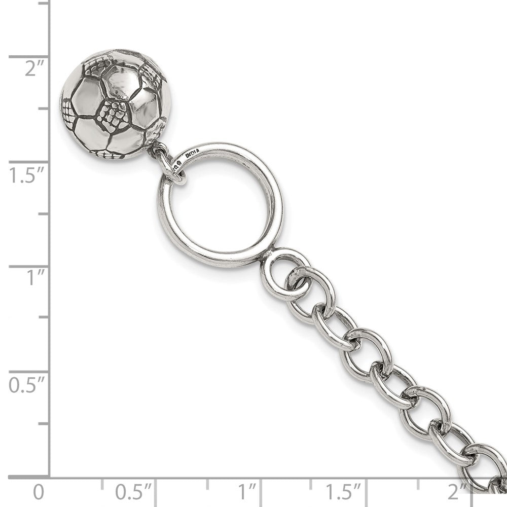 7.75 Inch Sterling Silver Soccer Ball Bracelet